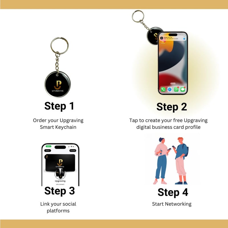 Upgraving Smart Keychain Digital Business Card - Intelligent Tap to Share Contact Info Keychain- Waterproof NFC Tag- Personalized Digital Profile- Share Info  Social Media  Apps  payments  and more - Image 3